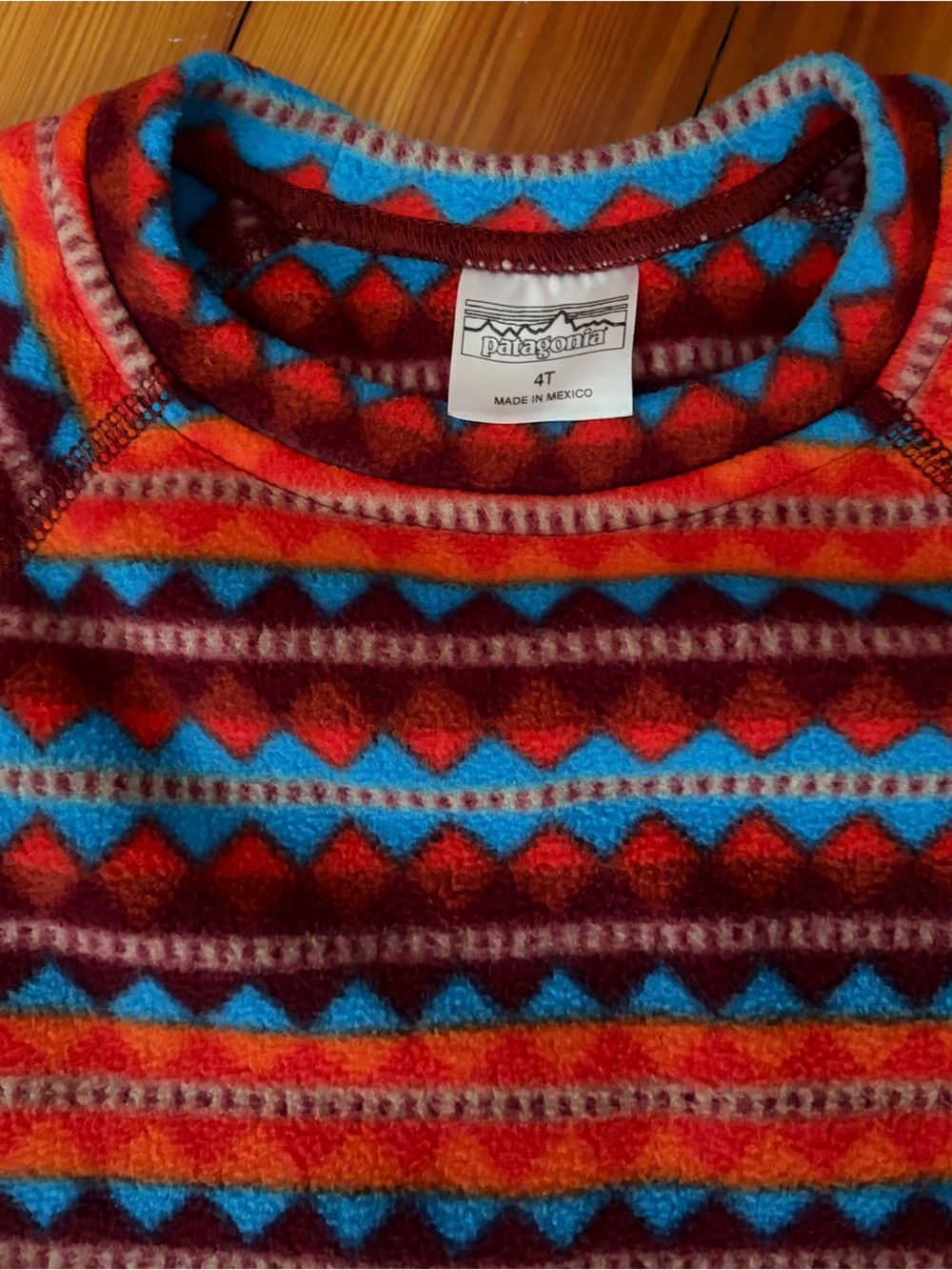 Patagonia 4T Micro D fleece crew pullover Aztec red blue - Picture 4 of 6